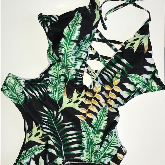 One piece swimsuit vibrant green color - Picture 5 of 6